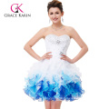 Grace Karin Strapless Sweetheart White & Blue Sexy Cocktail Dresses CL4977-2